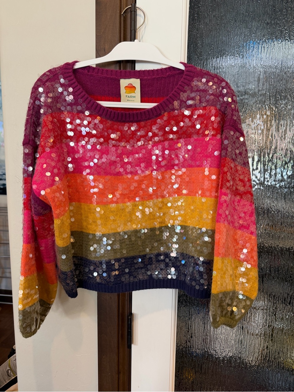 FARM Rio - Sequin Striped Crewneck Sweater - Picture 2 of 3